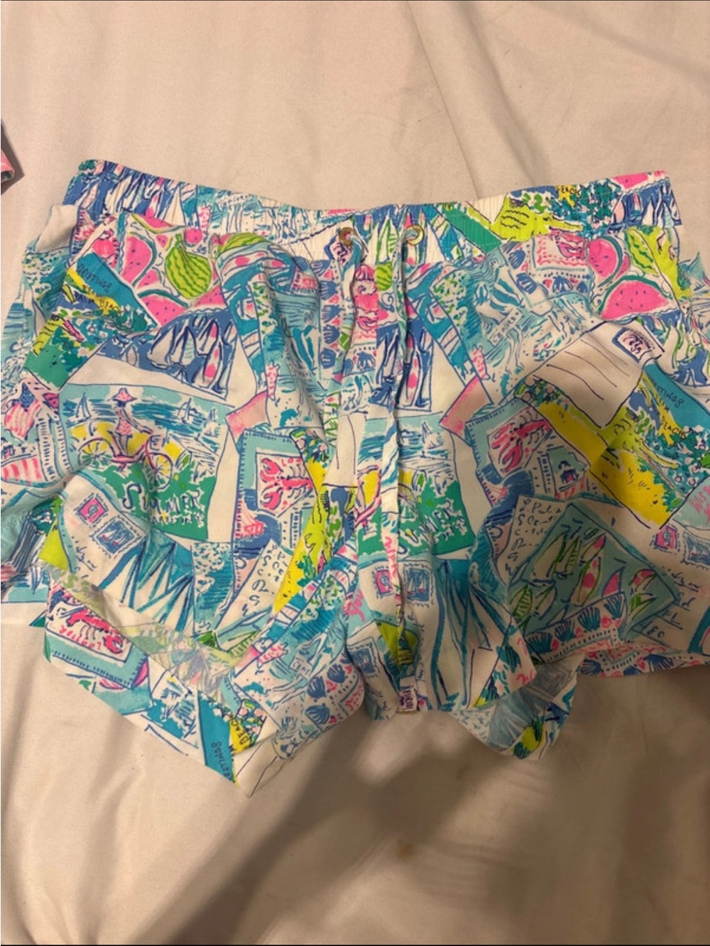 Lilly Pulitzer White Multicolor Printed Cotton Shorts